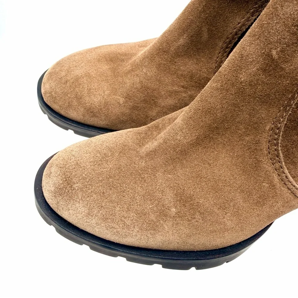 TORY BURCH Leigh 90mm Suede Lug Sole Bootie Brown River Rock